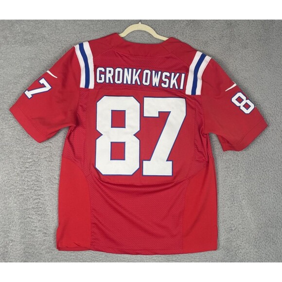 Nike Sewn Jersey Rob Gronkowski #87 New England Patriots Mens 44 Large Red EUC - Picture 1 of 9
